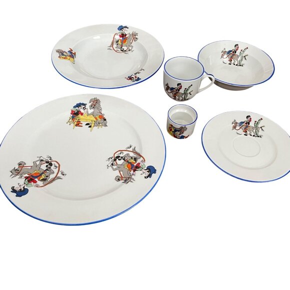 Vintage 1960s Gural Porselen Dishes Western Charro Turkish Rodeo Cowboy Ranch - Picture 2 of 16